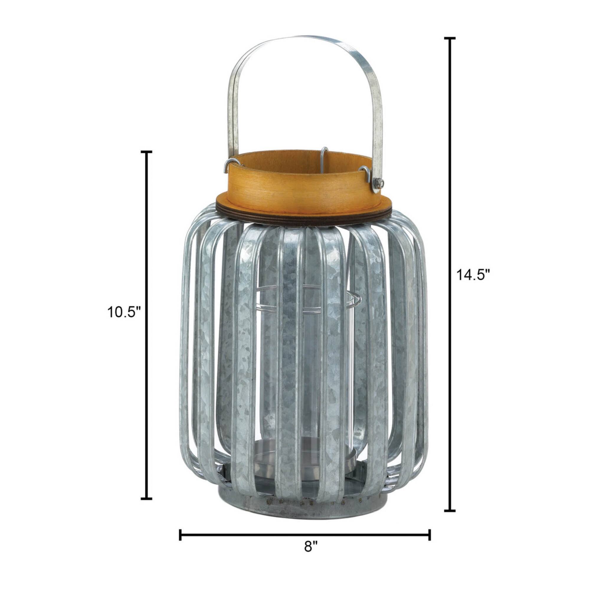 10.5" Large Galvanized Metal Lantern